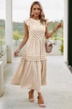 Ruffle Solid Willow Smocked Maxi Dress