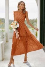 Ruffle Solid Willow Smocked Maxi Dress