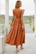 Ruffle Solid Willow Smocked Maxi Dress