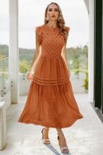 Ruffle Solid Willow Smocked Maxi Dress