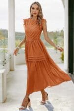 Ruffle Solid Willow Smocked Maxi Dress