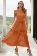 Ruffle Solid Willow Smocked Maxi Dress