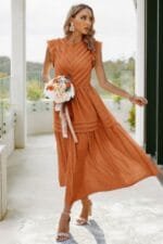 Ruffle Solid Willow Smocked Maxi Dress