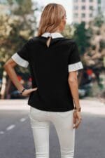 Peter Pan Ruffle Short Sleeves Blouse