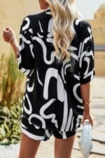 Allover Print Loose Fit Shirt Short Sets