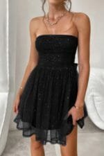 Off Shoulder Ruched Knot Zipper Pleated Short Dress