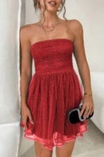 Off Shoulder Ruched Knot Zipper Pleated Short Dress