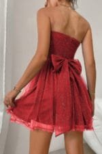 Off Shoulder Ruched Knot Zipper Pleated Short Dress