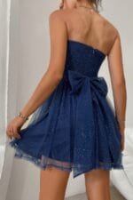 Off Shoulder Ruched Knot Zipper Pleated Short Dress