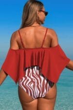 Ruffle Top High Waisted Bottom Tankini Swimsuit