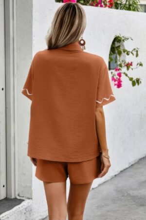 Two Piece Button Down Short Sleeve Outfits Sets Two Piece Button Down Short Sleeve Outfits Sets