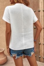 Bat Sleeve V Neck Loose Tank Ruched Solid Blouse