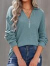Half Zip Long Sleeve Knit Top – Stylish Women’s Knitwear
