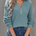 Half Zip Long Sleeve Knit Top – Stylish Women’s Knitwear