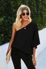 One Shoulder Solid Loose Top