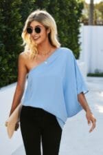 One Shoulder Solid Loose Top