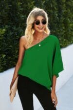One Shoulder Solid Loose Top