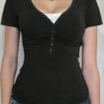 V Neck Fitted Top with Lace – Elegant Women’s Shirt