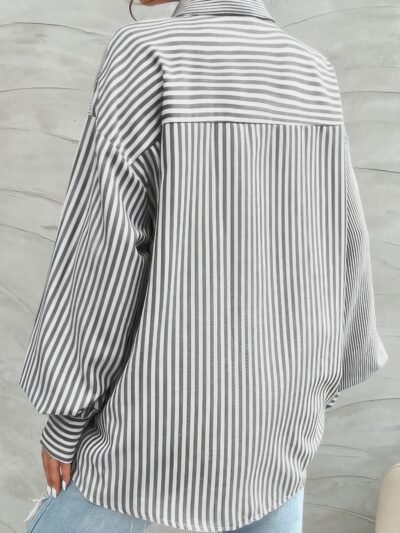 Stripe Print Button Down Long Sleeve Collar Shirt Stripe Print Button Down Long Sleeve Collar Shirt