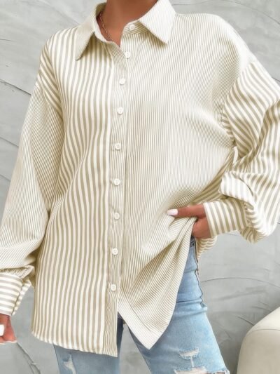Stripe Print Button Down Long Sleeve Collar Shirt Stripe Print Button Down Long Sleeve Collar Shirt