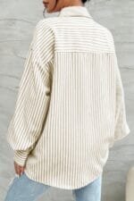 Stripe Print Button Down Long Sleeve Collar Shirt