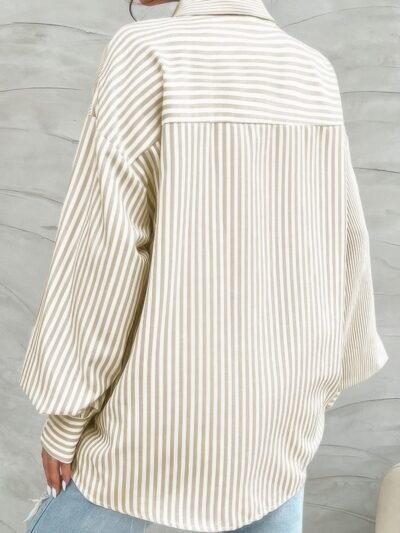 Stripe Print Button Down Long Sleeve Collar Shirt Stripe Print Button Down Long Sleeve Collar Shirt