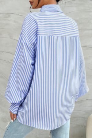 Stripe Print Button Down Long Sleeve Collar Shirt Stripe Print Button Down Long Sleeve Collar Shirt