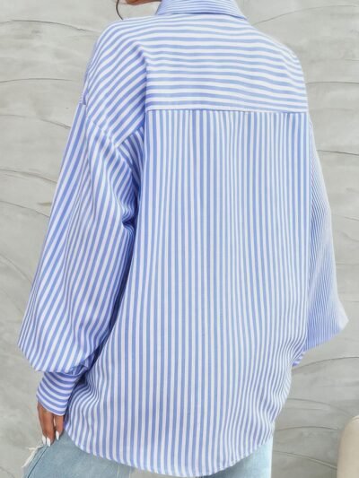 Stripe Print Button Down Long Sleeve Collar Shirt Stripe Print Button Down Long Sleeve Collar Shirt