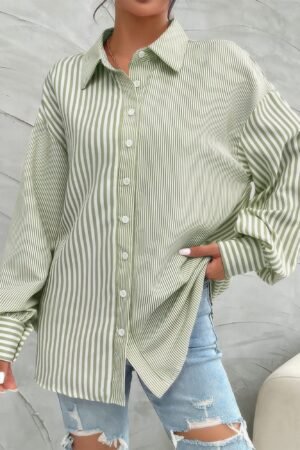 Stripe Print Button Down Long Sleeve Collar Shirt Stripe Print Button Down Long Sleeve Collar Shirt