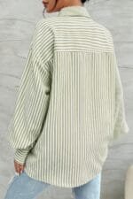 Stripe Print Button Down Long Sleeve Collar Shirt