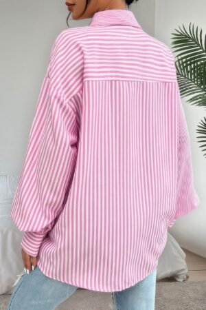Stripe Print Button Down Long Sleeve Collar Shirt Stripe Print Button Down Long Sleeve Collar Shirt