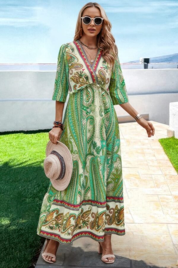 Allover Print Split High Waist Dress