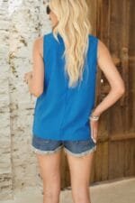 Solid V Neck Sleeveless Loose Fit Top