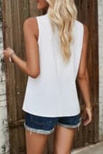 Solid V Neck Sleeveless Loose Fit Top