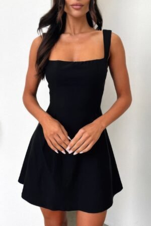 A Line Dress , Micro Mini & Wide Strap Sleeveless