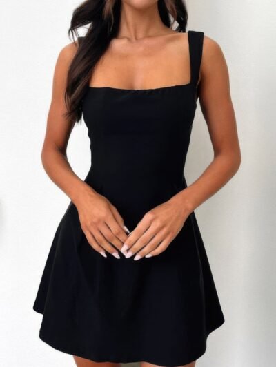 A Line Dress , Micro Mini & Wide Strap Sleeveless