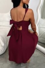 Solid Sleeveless Fit Wide Strap A Line Dress - Image 11