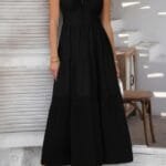 Solid Sleeveless Smocked Tiered Maxi Cami Dress