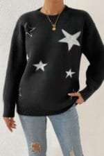 Star Print Knit Lose Fit Sweater