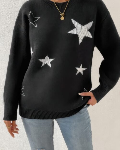 Star Print Knit Lose Fit Sweater