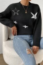 Star Print Knit Lose Fit Sweater