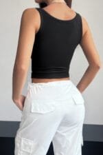 Plain Quarter Button Square Neck Fit Tank