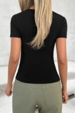 Solid Scoop Neck Short Sleeve T Shirt