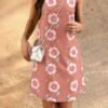 Round Neck Floral Print Sleeveless Loose Dress