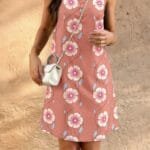 Round Neck Floral Print Sleeveless Loose Dress