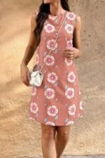 Round Neck Floral Print Sleeveless Loose Dress