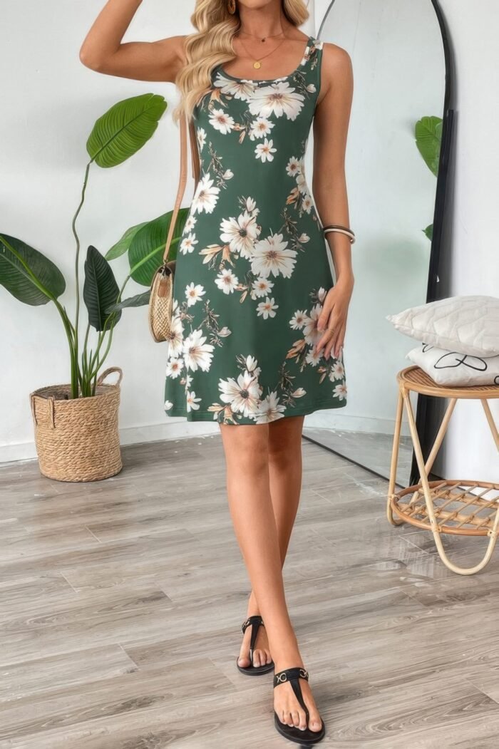 Floral Print Sleeveless Cami Bodycon Midi Dress - Image 5