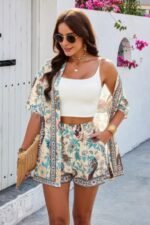 Two Pieces Allover Print Shirt And Short Sets - Image 3