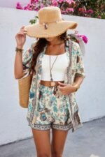 Two Pieces Allover Print Shirt And Short Sets - Image 4