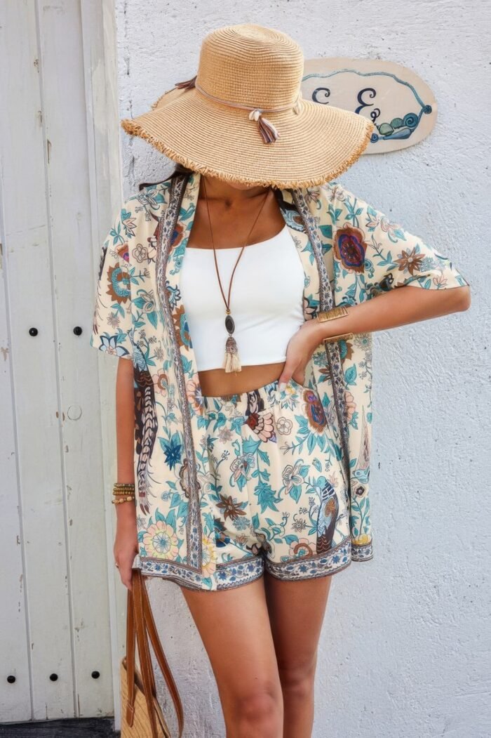 Two Pieces Allover Print Shirt And Short Sets - Image 5